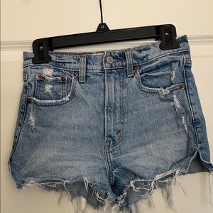 Abercrombie & Fitch Light Blue Mom short High rise Distressed Jean Shorts